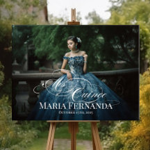 Mis Quince Quinceanera Begrüßungszeichen mit Foto