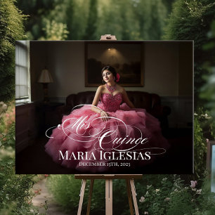 Mis Quince Quinceanera Begrüßungszeichen mit Foto Poster