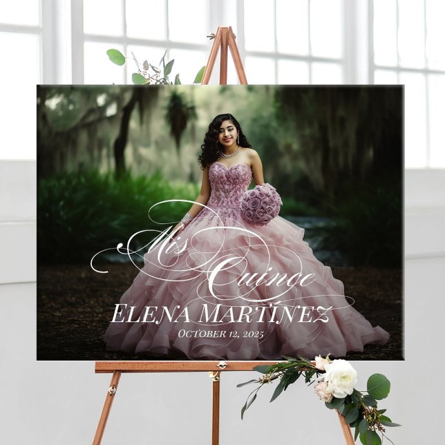 Mis Quince Quinceanera Begrüßungszeichen mit Foto Poster (Von Creator hochgeladen)