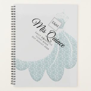 Mis Quince Quinceanera Dress GUEST BOOK Silver Planer