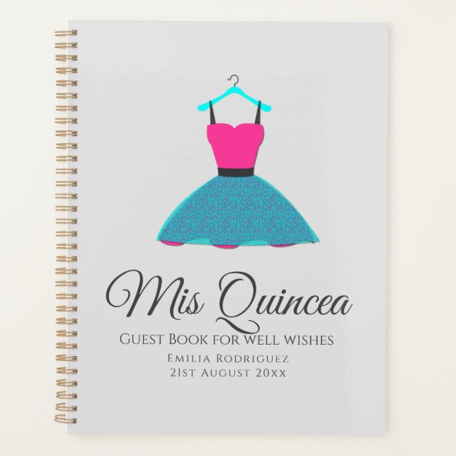 Mis Quince Quinceanera Dress GUEST BUCH individuel Planer (Vorderseite)