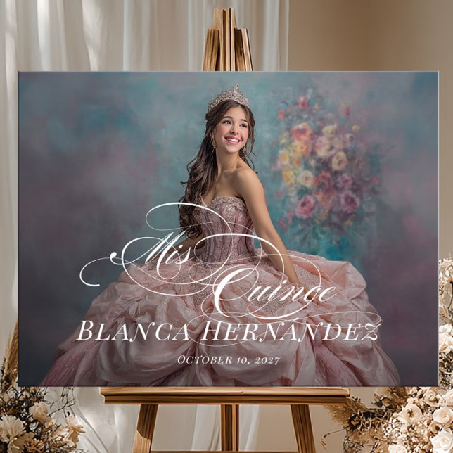 Mis Quince Quinceanera welcome sign with photo Poster (Von Creator hochgeladen)