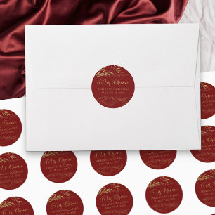 Mis Quince Red and Gold Leaf 15 Geburtstag Runder Aufkleber