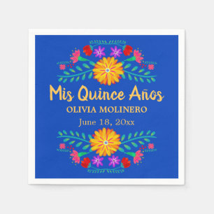 Mis-Quitte Anos königliches Blau Quincenera Party Serviette