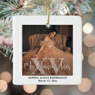 Mis XV Años 2 Foto Quinceañera Andenken Modern Keramikornament