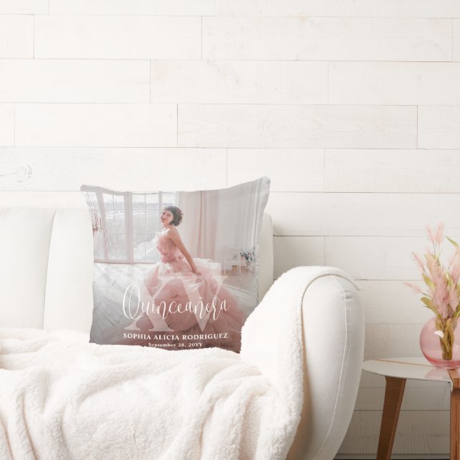 Mis XV Años Chic Modernes Foto Quinceañera Keepake Kissen (Liege)