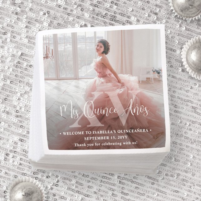 Mis XV Años Quinceañera Foto Modernes 15. Geburtst Serviette (Von Creator hochgeladen)