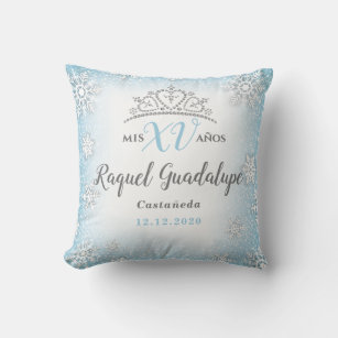 Mis XV Winter Wonderland Quinceñera Crown Pillow Kissen