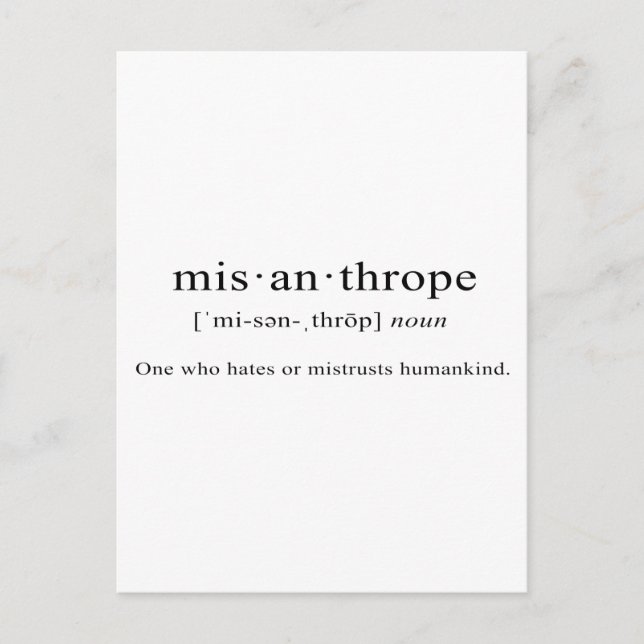 Misanthrope [Definition] Postkarte (Vorderseite)
