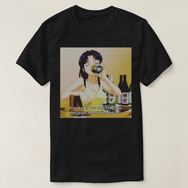 Misato Katsuragi Drinking Yebisu Beer T-Shirt (Design vorne)