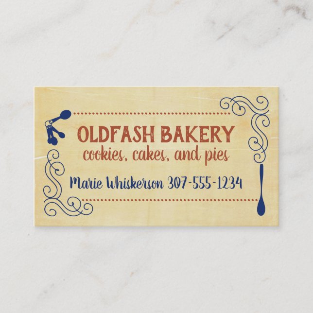 Mischen Schüssel Whisky Vintage Bäckerei Konditorw Visitenkarte (Vorderseite)