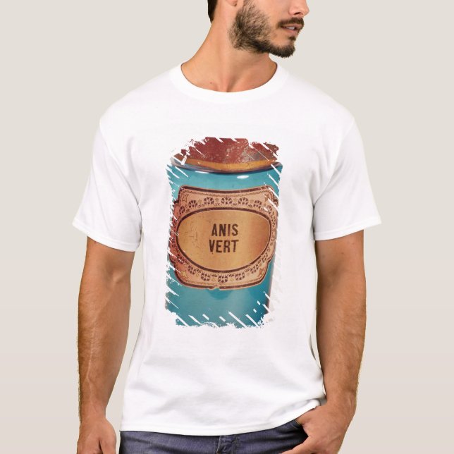 Mischen Sie Glas, mit Aufkleber für Anis Vert, T-Shirt (Vorderseite)