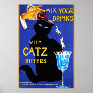 Mischen Sie Ihre Getränke mit Catz Bitters Vintage Poster