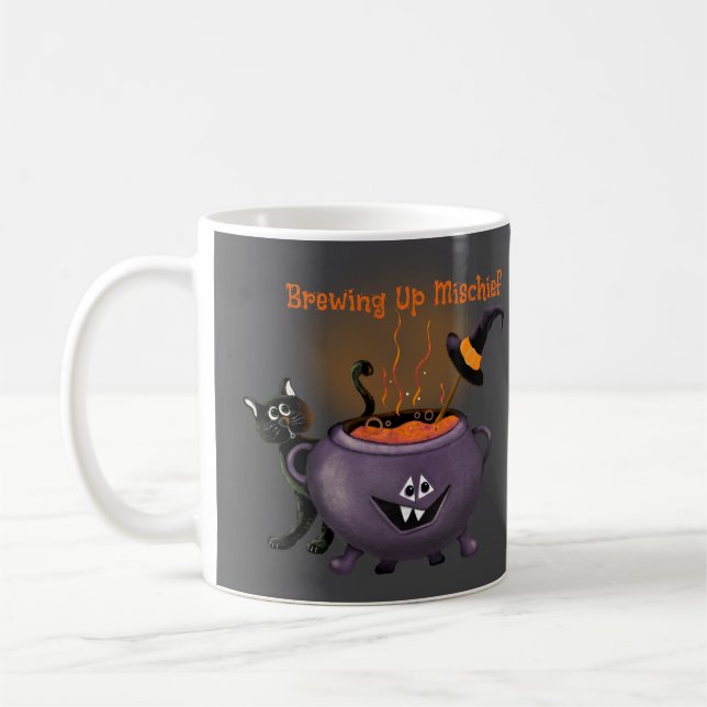 Mischief Black Cat Halloween Tasse aufbrechen (Links)