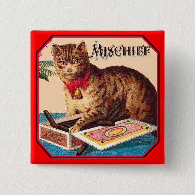Mischief the Cat - Vintage Ad Button (Vorderseite)