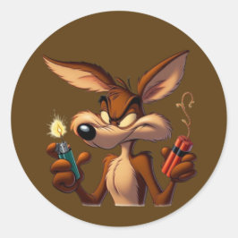 Mischievous Cartoon Coyote Runder Aufkleber