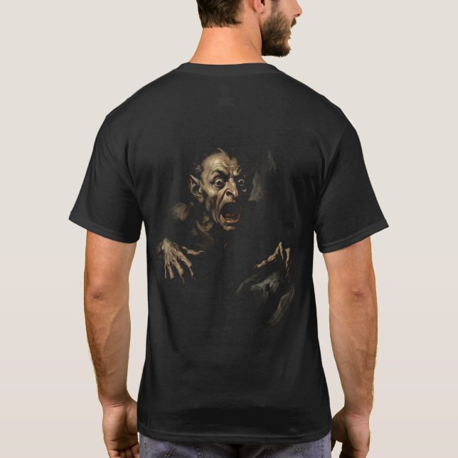 Mischievous Goblin: Vintage Folklore Familiar T-Shirt (Rückseite)