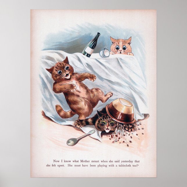 Mischievous Kittens, Louis Wain Poster (Vorne)