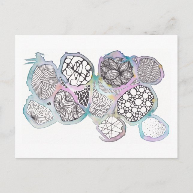 Mischmedien, Pastellfarben und Schwarzweiß Postkarte (Vorderseite)