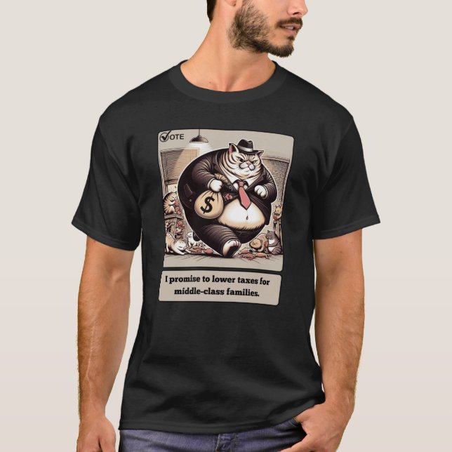 Mischous Meows: Der verrückte Katzenpolitiker T-Shirt (Vorderseite)