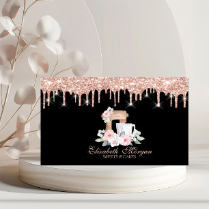 Mischpult Blumen Rose Gold Tropfen Bäckerei Visitenkarte