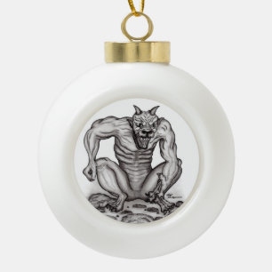 Mischung-Geschöpf - Schleppangel, Golem und Teufe Keramik Kugel-Ornament