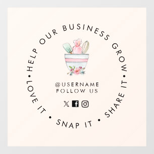 Mischung Schüssel Bäckerei Pale Pink Social Media Fensteraufkleber