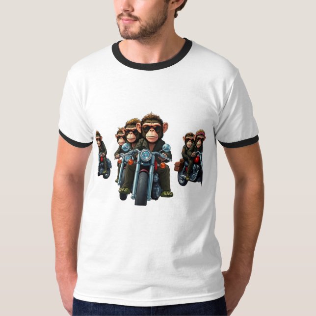 Mischvous-Monkey-Biker T-Shirt (Vorderseite)