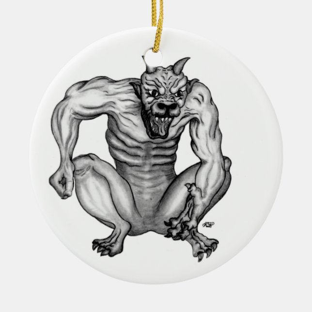 Mischwesen Troll Dämon Teufel Golem Gargoyle Keramikornament (Vorne)