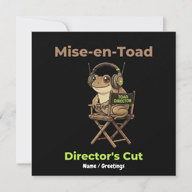 Mise-en-Toad Director’s Cut Cinema Pun Toad Kunst Einladung (Vorderseite)