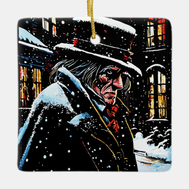 Miser Mister Ebenezer Scrooge Viktorianische Weihn Keramikornament (Vorderseite)