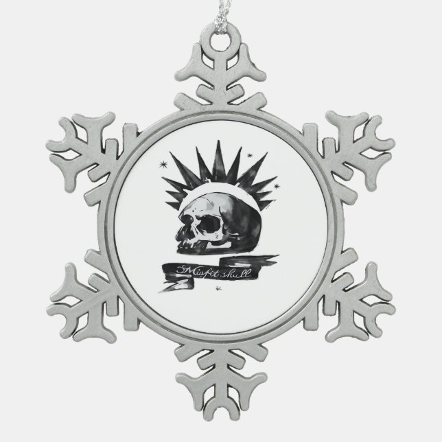 Misfit Skull Creative Character Art Style  Schneeflocken Zinn-Ornament (Vorderseite)