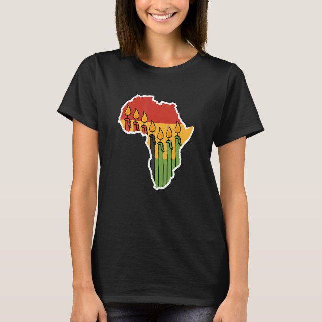 Mishumaa Continent Candles Kwanzaa T-Shirt (Vorderseite)
