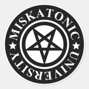 MISKATONIC UNIVERSITÄT RUNDER AUFKLEBER