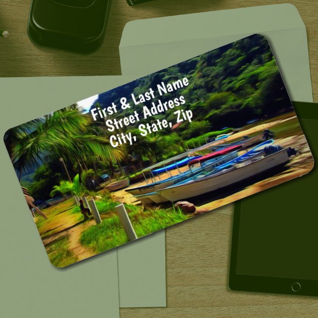 Mismaloya Boats on The River 0350 Adresse Adressaufkleber (Von Creator hochgeladen)