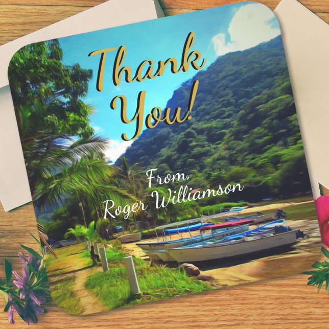 Mismaloya Boats Vielen Dank 0350 Quadratischer Aufkleber (Von Creator hochgeladen)