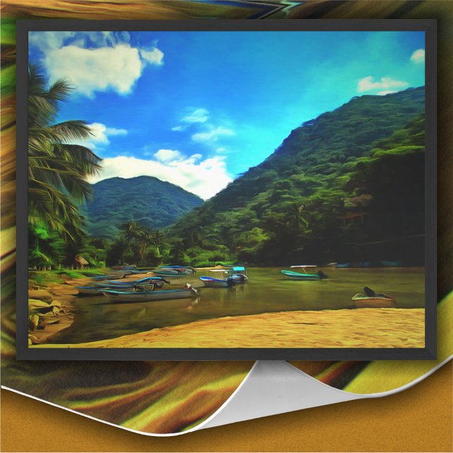 Mismaloya River Fishing Boats 0344 Art Print Poster (Von Creator hochgeladen)