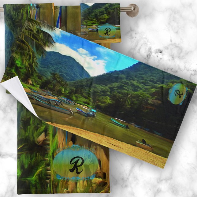 Mismaloya River Fishing Boats 0344 Badhandtuch Set (Von Creator hochgeladen)