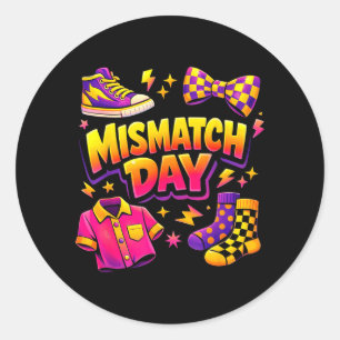 Mismatch Day Sommer Wacky Mismatch Day Tacky Day Runder Aufkleber