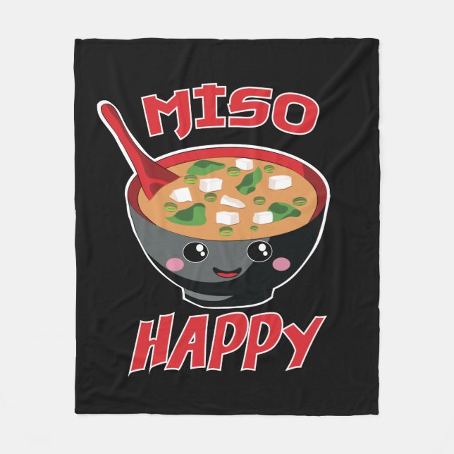 Miso Happy Funny Food Kawaii Fleecedecke (Vorderseite)