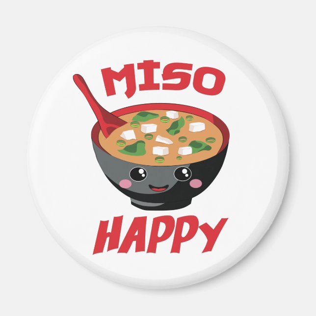 Miso Happy Funny Food Kawaii Magnet (Vorne)