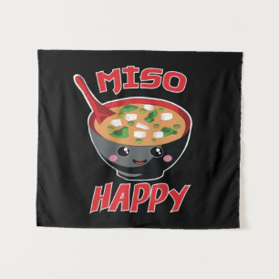 Miso Happy Funny Food Kawaii Wandteppich