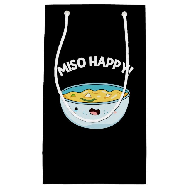 Miso Happy Funny Soup Pun Dark BG Kleine Geschenktüte (Vorderseite)