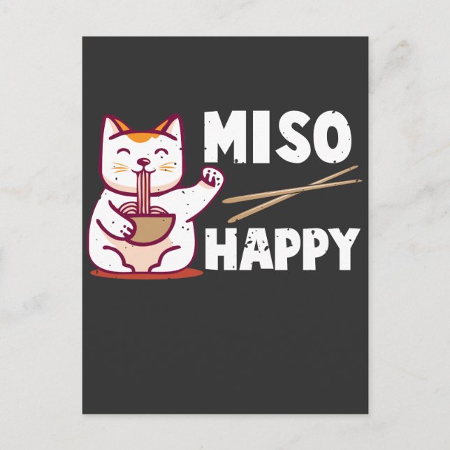 Miso Happy Japanisch Cat Lover Ramen Pun Postkarte (Vorderseite)