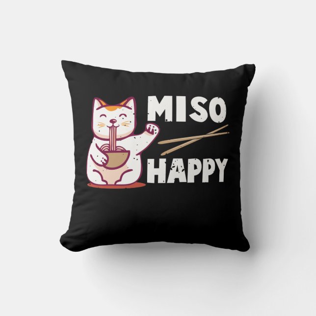 Miso Happy Japanisch Katze Lover Ramen Pun Kissen (Vorderseite)