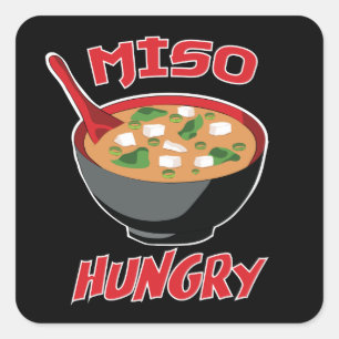 Miso Hungry Funny Food Kawaii Quadratischer Aufkleber