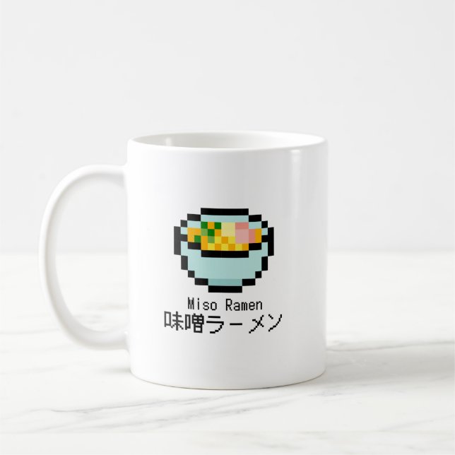 Miso Ramen Retro Pixel Art Kaffeetasse (Links)