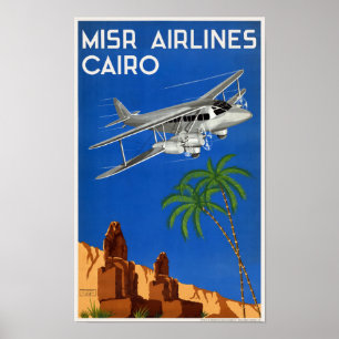MISR Airlines Kairo Ägypten Vintage Poster 1935