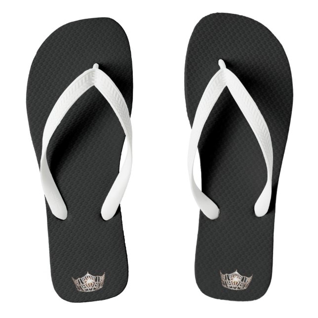 Miss America Adult Blue Crown White Flip Flops (Fußbett)