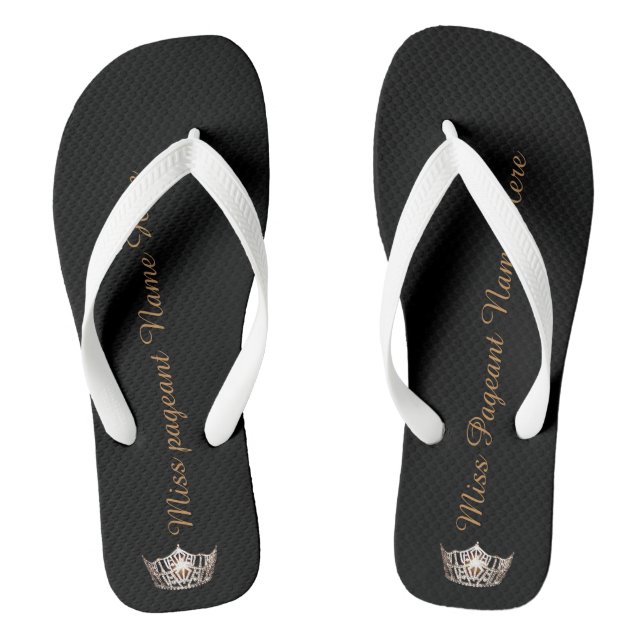 Miss America Adult Custom Crown White Flip Flops (Fußbett)